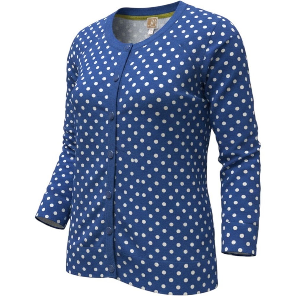 JM Collection Blue Polka Dot Cardigan Sweater‎ Womens XL Button Cotton Blend